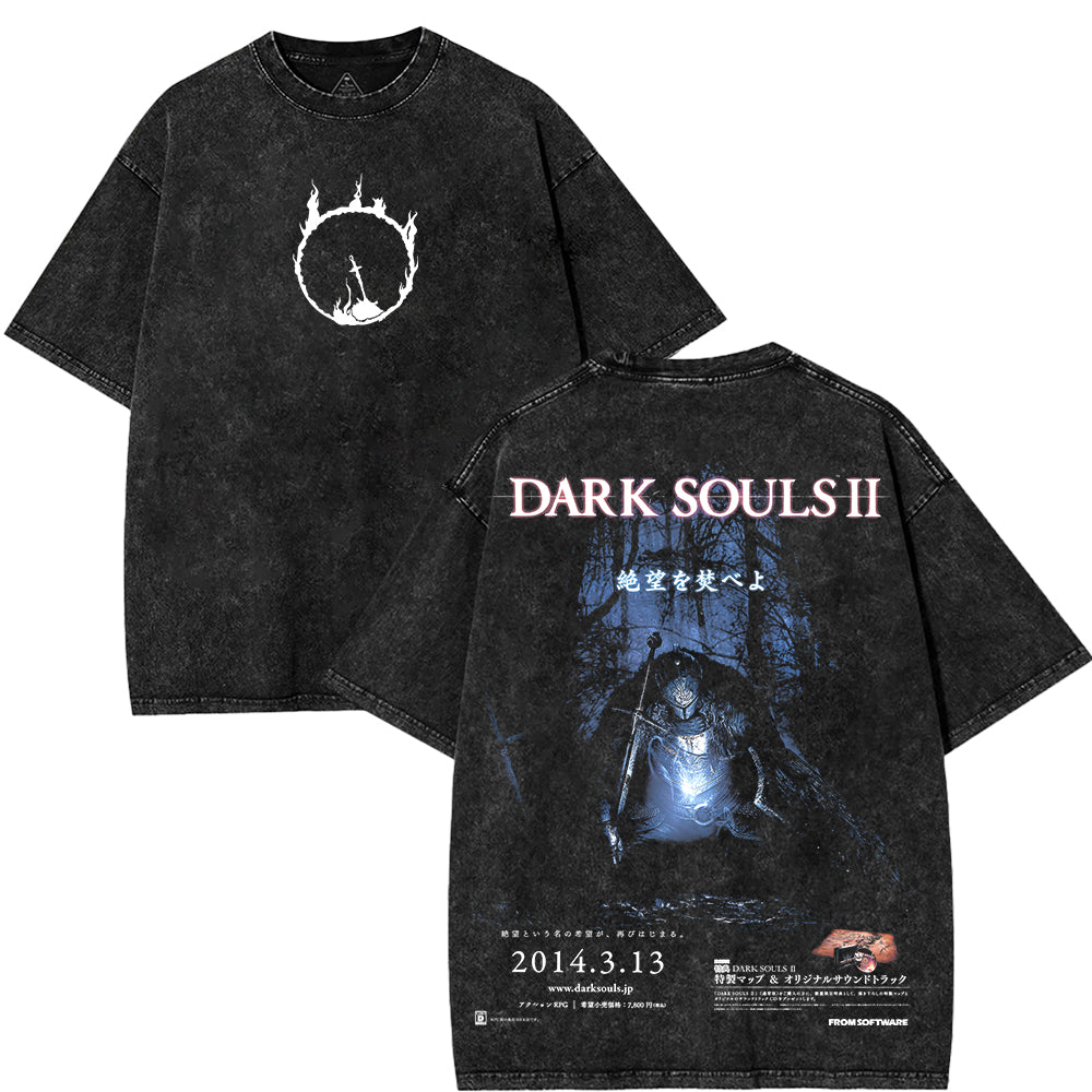 Dark Souls II Unisex Acid Washed Lightweight Cotton T-Shirt [TPR]